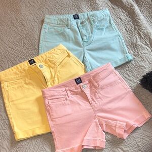 GAP Pastel Trio Denim Shorts — Pink, Yellow & Mint